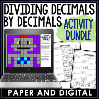 Preview of Dividing Decimals by Decimals Activity and Worksheet Bundle
