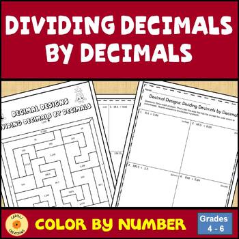 Preview of Dividing Decimals by Decimals Color By Number Worksheet and Easel Assessment