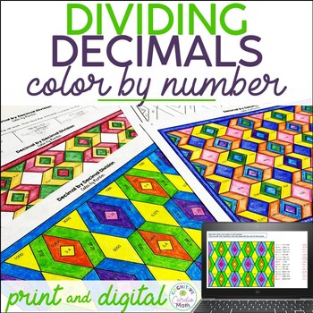 Preview of Dividing Decimals by Decimals Color by Number & Digital Math Activity 6th Grade
