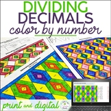 Dividing Decimals by Decimals Color by Number & Digital Ma
