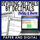 Dividing Decimals by Decimals Guided Notes Homework Warm U