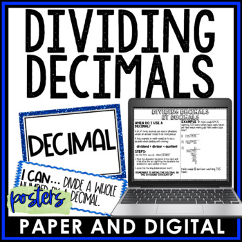 Preview of Dividing Decimals by Decimals Posters Reference Sheets Anchor Charts