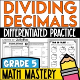 Dividing Decimals by Decimals and Whole Numbers Worksheets