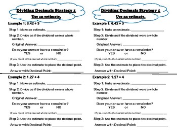 Preview of Dividing Decimals by Decimals using Estimating