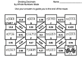 Dividing Decimals by Whole Numbers Activity: Math Maze