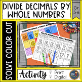 Dividing Decimals by Whole Numbers Activity - Math Solve Color Cut