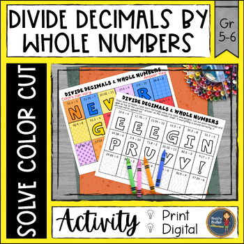 Preview of Dividing Decimals by Whole Numbers Activity - Math Solve Color Cut