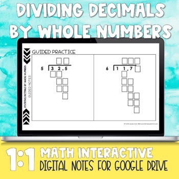 Preview of Dividing Decimals by Whole Numbers Digital Notes