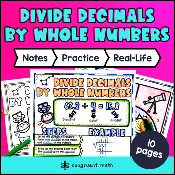 Preview of Long Division Decimals by Whole Numbers Guided Notes & Doodles | Worksheets