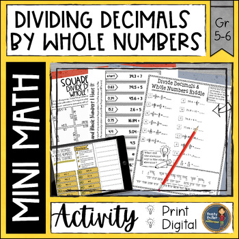 Preview of Dividing Decimals by Whole Numbers Math Activities Print and Digital