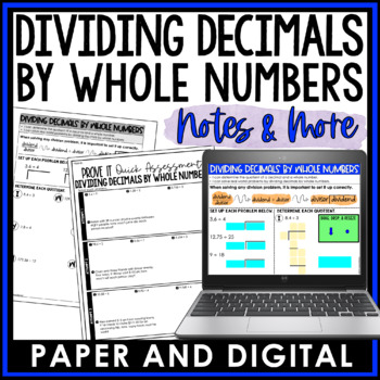 Preview of Dividing Decimals by Whole Numbers Guided Notes Homework Warm Ups Exit Tickets
