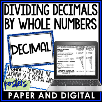 Preview of Dividing Decimals by Whole Numbers Posters Reference Sheets Anchor Charts