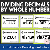 Dividing Decimals by Whole Numbers Task Cards 5th Grade