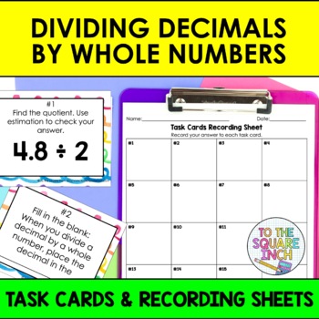Preview of Dividing Decimals by Whole Numbers Task Cards | Math Center Practice Activity