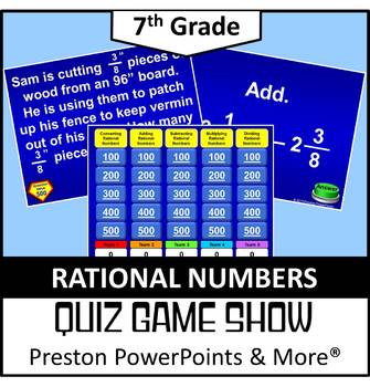 Preview of (7th) Quiz Show Game Rational Numbers in a PowerPoint Presentation