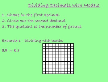 Preview of Dividing Decimals with Hundreds Grids