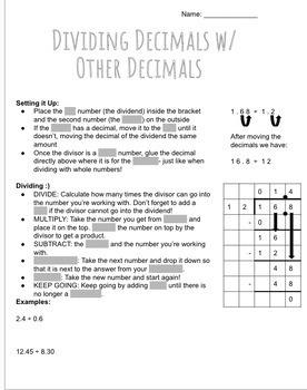 Preview of Dividing Decimals with Other Decimals
