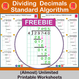 Dividing Decimals with the Standard Algorithm FREEBIE
