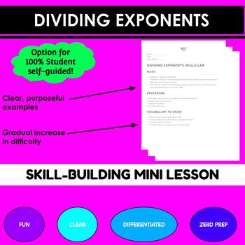 Preview of Dividing Exponents Mini Lesson