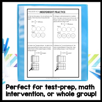 Dividing Fraction Word Problems with Modeling: 8 page Practice Packet