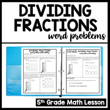 Preview of 5th Grade Dividing Fractions Worksheets & Notes, Word Problems with Models