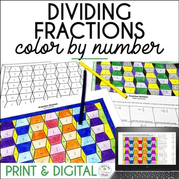 Preview of Dividing Fractions Color by Number Activity Dividing Fractions by Whole Numbers+