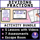 Dividing Fractions BUNDLE ⭐ Lessons Videos Assessments & E