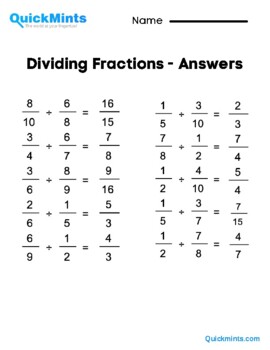 Dividing Fractions by QuickMints | TPT