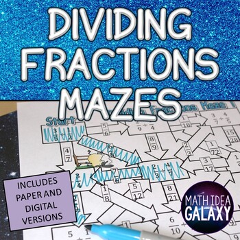 Preview of Dividing Fractions Activity Maze Practice Worksheets