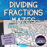 Dividing Fractions Activity Maze Practice Worksheets