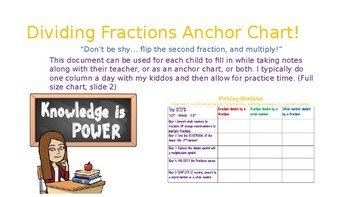 Preview of Dividing Fractions Anchor/Notes Chart