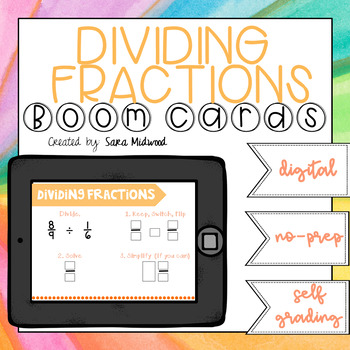 Preview of Dividing Fractions Boom Cards | Distance Learning