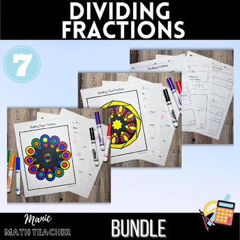 Preview of Dividing Fractions Bundle - Lesson & Color By Number