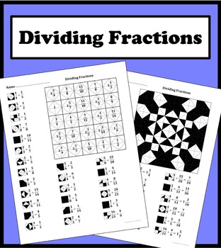 Preview of Dividing Fractions Color Worksheet