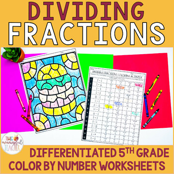 Preview of Dividing Fractions Color by Number Worksheet Activities 5.NF.7