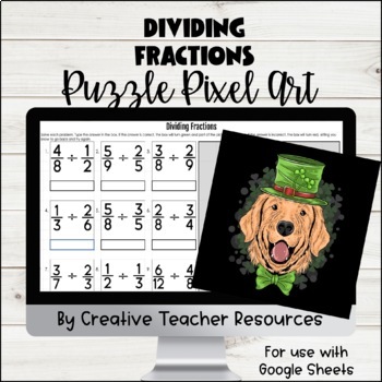 Preview of Dividing Fractions DIGITAL Puzzle Pixel Art | Distance Learning