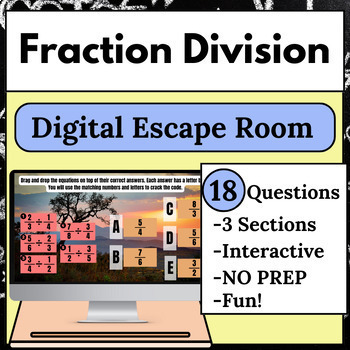 Preview of Dividing Fractions Digital Escape Room | Middle School Math Escape Room