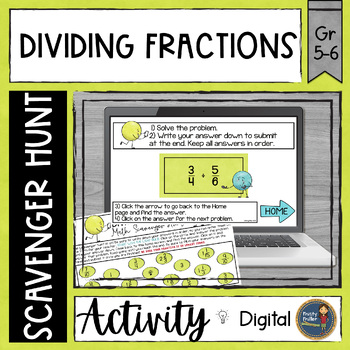 Preview of Dividing Fractions Digital Math Scavenger Hunt - No Prep