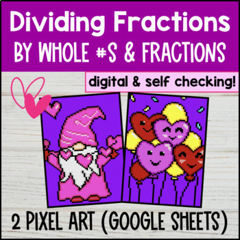 Preview of Dividing Fractions Digital Pixel Art | Divide Fractions by Whole Numbers