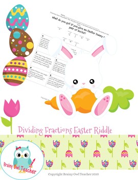 Preview of Dividing Fractions Easter Digital Riddle for Distance Learning