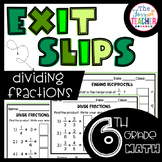 Dividing Fractions Exit Slips 6th Grade Math