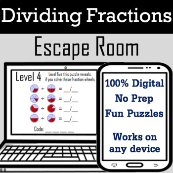 Preview of Dividing Fractions Activity: Digital Escape Room (Virtual Math Breakout Game)