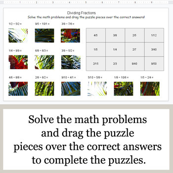Dividing Fractions - Google Slides - Jungle Safari Animal Puzzles