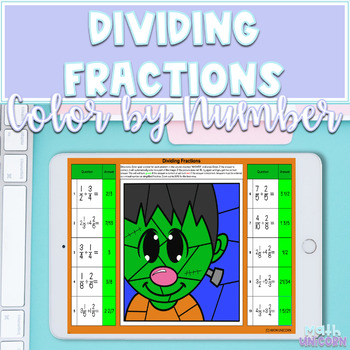 Preview of Dividing Fractions | Halloween Color by Number | 