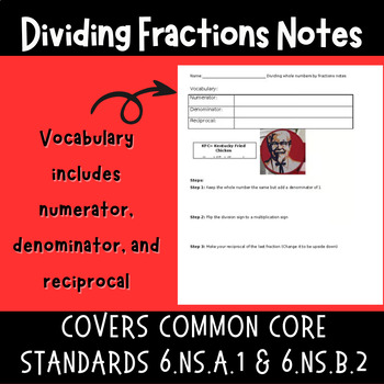 Preview of Dividing Fractions Introduction Notes