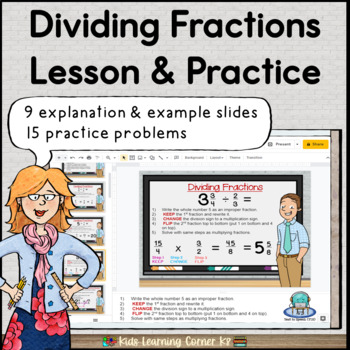 Preview of Dividing Fractions Lesson & Practice - Digital Resource Activities