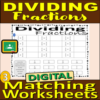 Preview of Dividing Fractions - Matching Activity (Drag and Drop)