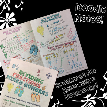 Preview of Dividing Fractions & Mixed Numbers - Decorated Notes Brochure for INB
