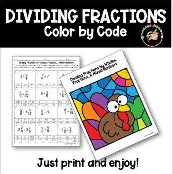Preview of Dividing Fractions & Mixed Numbers Thanksgiving Practice Freebie
