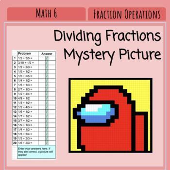 Preview of Dividing Fractions - Mystery Pixel Art Picture
